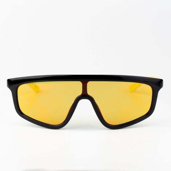 NEW Gucci GG1736S 004 Black Yellow Mirror GG Pattern Logo Men Sunglasses - Picture 2 of 9